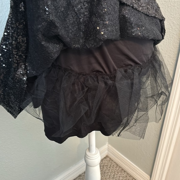 Cute Black Sequin Cocktail A-line Mini Dress - Picture 4 of 4